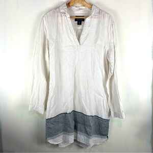 Tahari 100% Linen Longline Tunic Lagenlook Popover Shirt Blouse Size‎ Medium